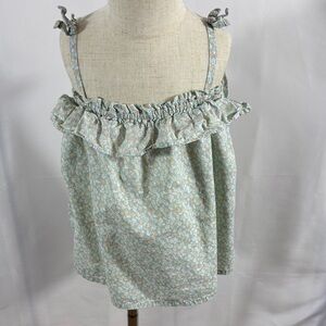 OshKosh B'gosh Mint Green Floral Ruffle Strap Tank